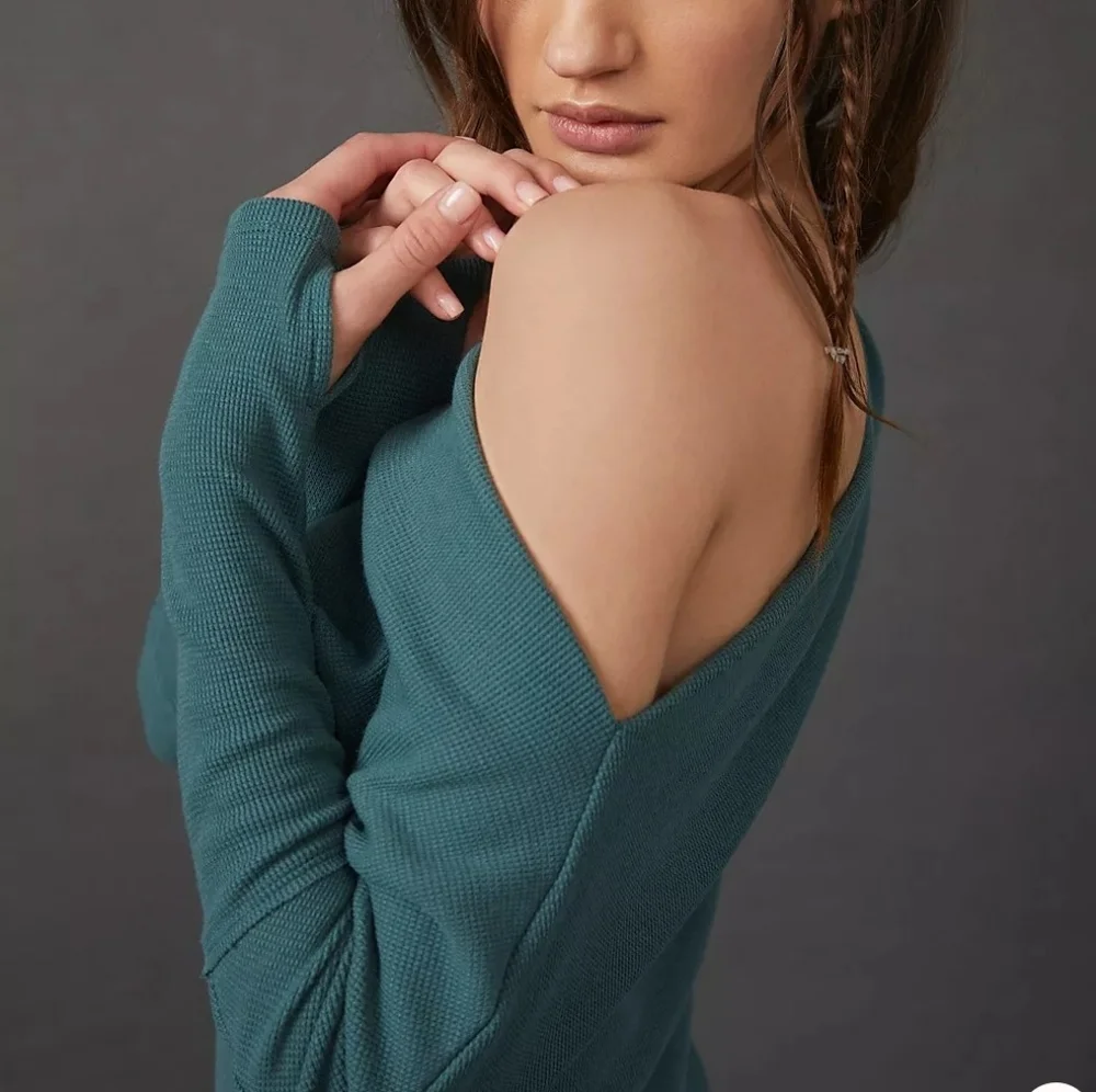 Free People We The Free Fuji Thermal, Teal - Size M Medium - Picture 3 of 11